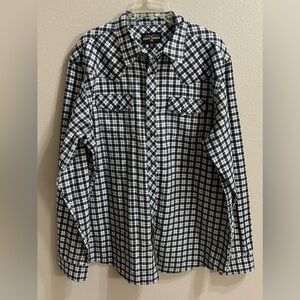 Cody James FR Shirt Size XXL Dark Navy Plaid Pearl Snap Fire Resistant Workwear